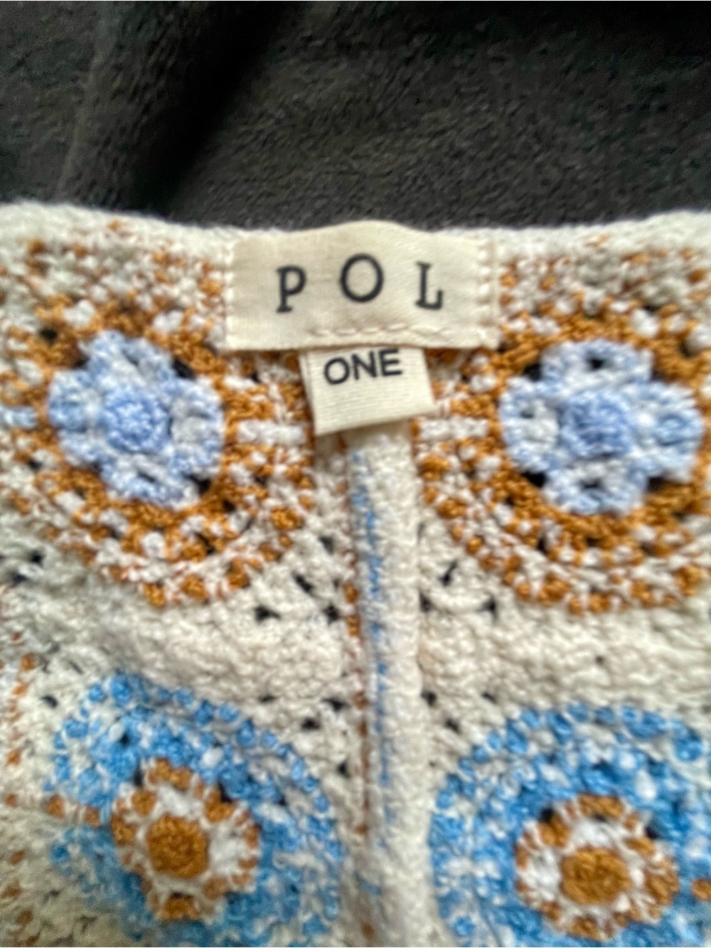 POL Granny Square Crochet Cardigan Sweater Boho Patchwork OS, NIB - Picture 7 of 13